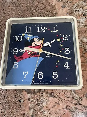 Vintage Walt Disney Mickey Mouse Fantasia Lorus Quartz Clock - With Scratches • $23.95