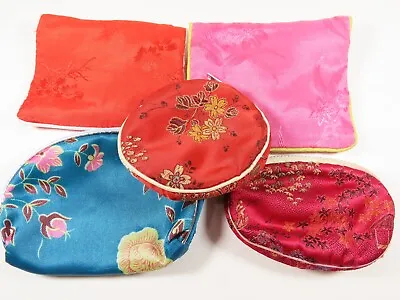 Vintage Oriental Coin Change Purses Makeup Pouches Lot Of 5 4-5  L C6325 • $9.94