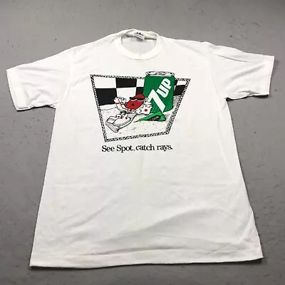 VINTAGE 7 Up Shirt Mens Large White See Spot Soda Single Stitch Tee Jays USA 90s • $39.99