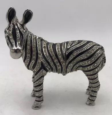 Zebra Trinket Box Jeweled Hinged Swarovski Crystals • $27.99