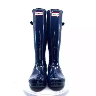 Hunter Tall Gloss Rain Boots - Navy Size 7 • $35