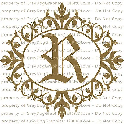 Fancy Frame Monogram 1 Letter Calligraphy Font Personalized Sticker Initial Lace • $4.95