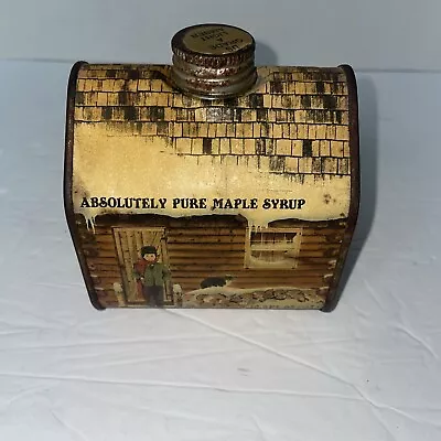 Maple Syrup Vintage Log Cabin Tin 1984 New England Container Co SEALED • $33.16