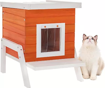 PETSFIT Cat House Outdoor Cat Kennel Outdoor With Insulated High Feet + Feeding • £117.87