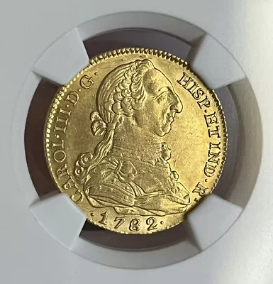 1782/72M PJ SPAIN Charles Gold 4 Escudo NGC MS60 • $2699.99