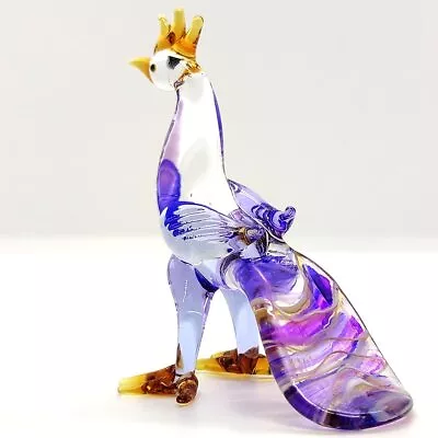 Sansukjai Peacock Miniature Animals Glass Art Collectible Gift Home Decor Light • $22.49
