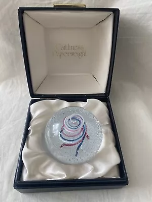 Caithness Scotland Art Glass Paperweight Red White & Blue Swirl   LADY DIANA • $30