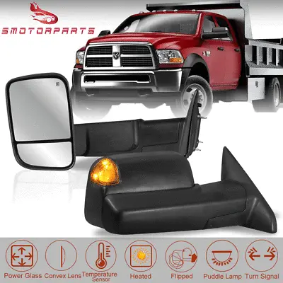 Set(2) Power Heated Tow Mirrors For 2009-2018 Dodge Ram 1500 2010-2018 2500 3500 • $130.99