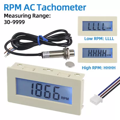 AC 110V-230V DC 8-24V Digital Tachometer RPM Motor Speed Meter Hall Sensor NPN • $22.90