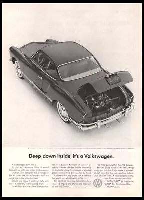 1965 VW Volkswagen Karmann Ghia Car Photo Print Ad-Vintage Man Cave Garage Decor • $7.96