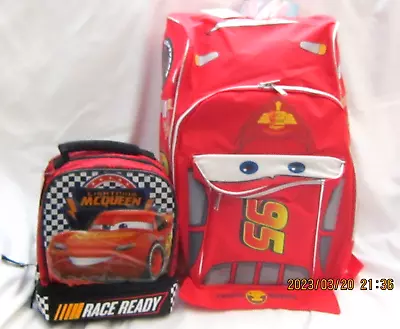 Unisex Lightning McQueen Red 16  Red Backpack&Matching Insulated Lunchbox-New! • $149.99