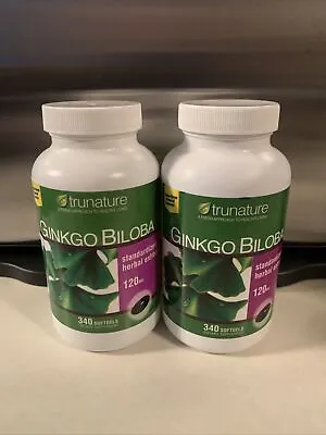 Lot Of 2 TruNature Ginkgo Biloba Herbal Extract 340x2=680 Softgels BB 10/2025 • $36.50