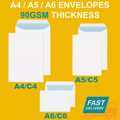 £77.95 • Buy Quality Plain 90gsm White Envelopes Self Seal Strong Paper C5/a5 C6/a6 C4/a4