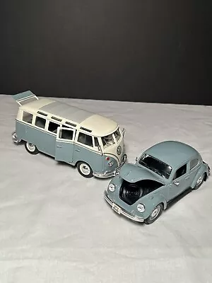 Maisto Die Cast VOLKSWAGEN 23 WINDOW SAMBA BUS And A 1973 VW BEETLE • $5.95