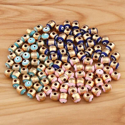 $4.84 • Buy 30pcs Gold Tone Alloy Evil Eye Spacers Beads For Bracelet DIY Jewellery Making
