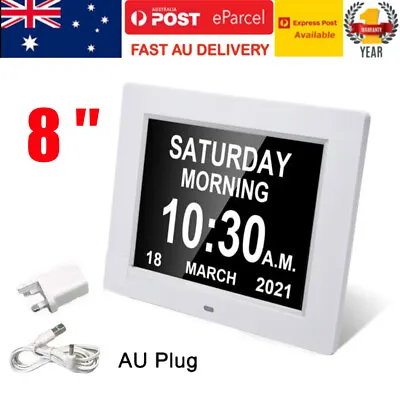 8inch LED Dementia Digital Calendar Clock Alarm Extra Large Day/Week/Month/Year • $55.09