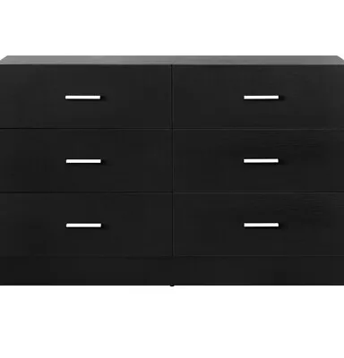 Oikiture 6 Chest Of Drawers Tallboy Dresser Table Lowboy Storage Cabinet Black • $90