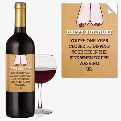 £3.15 • Buy #1042 BIRTHDAY WINE BOTTLE LABEL OCCASION GIFT Funny Idea MUM