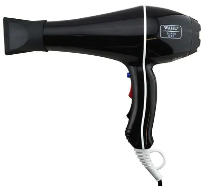 Wahl Professional Super/Power Dry 2000W Hair Dryer Tourmal Ionic+2 Nozzles/Black • $58.95