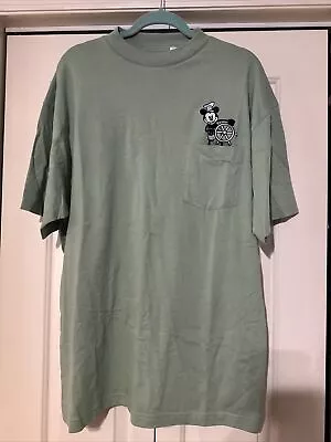 Disney Steamboat Willie Shirt Men’s Size XL Green Logo Short Sleeve Pocket Crew • $10