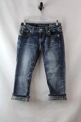 Miss Me Women's Blue Cuffed Capri Jeans Sz 26 • $9.99