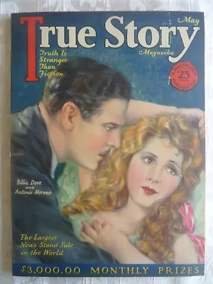 TRUE STORY Magazine May 1929 / Billie Dove/Antonio Moreno Cover • $15