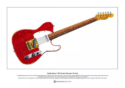 Muddy Waters Fender Telecaster Guitar Limited Edition Fine Art Print A3 Size • $23