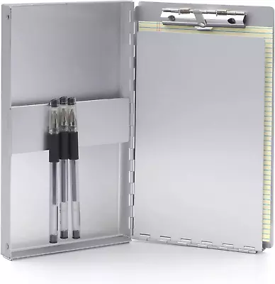 Small Aluminum Clipboard With Storage Memo Size Recycled Metal Snapak Form Holde • $23.64