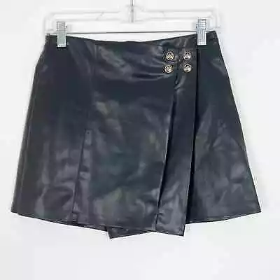 Zara Faux Leather Mini Wrap Skort Black Size Small • $28.50