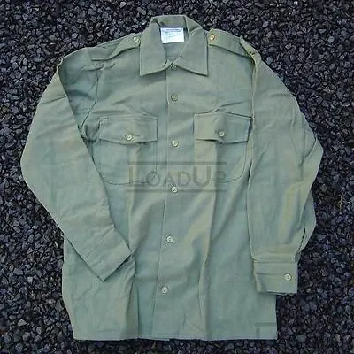 Vintage British Military M37 WOOL L/S SHIRT Olive 38cm 44-Chest NEW • $28.88