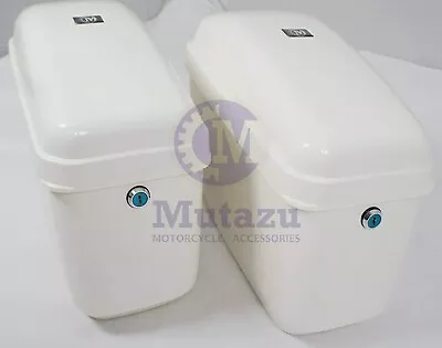 Mutazu White GA Universal Motorcycle Hard Saddlebags For Harley Suzuki Victory • $125