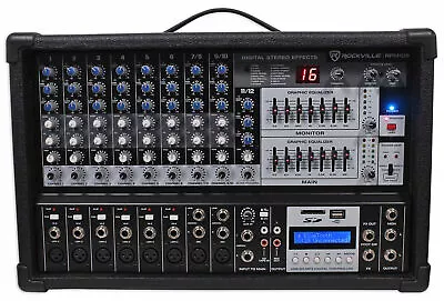 Rockville RPM109 12 Channel 4800w Powered Mixer 7 Band EQ Effects USB 48V • $329.95