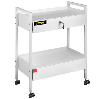 VEVOR Trolley Cart Dental Lab Trolley Steel Mobile Rolling Serving Cart 2 Tiers • $115.99