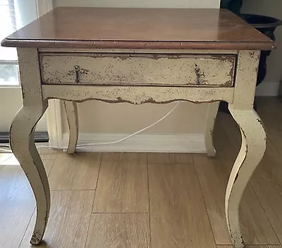 Habersham French Side Table 1 Drawer 2 Tone Color Distressed Finish • $349