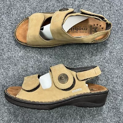 Mephisto Sandals Womens 10 Brown Leather  H Strap Mobils Flat Slip Resistant • $49.99