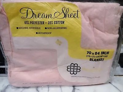 New Vtg BEACON DREAM SHEET PINK BLANKET 70x84 Cotton Polyester Solid Full Twin • $42.99