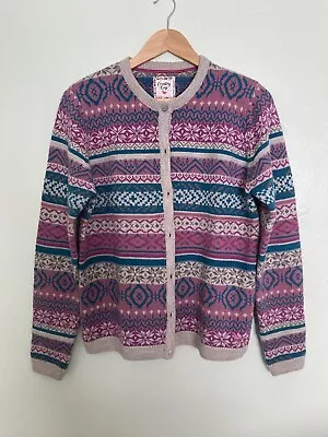 Country Rose Fairisle Cardigan Sz M • £10