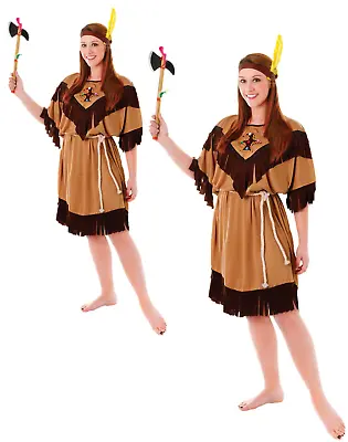 £17.31 • Buy Ladies Red Indian Pocahontas Native American Wild Western Fancy Dress Costume