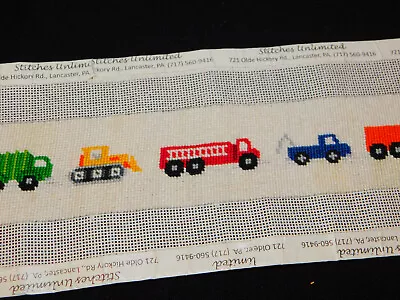 Completed Needlepoint Canvas ROW OF TRUCKS 14  X 2  • $24.95