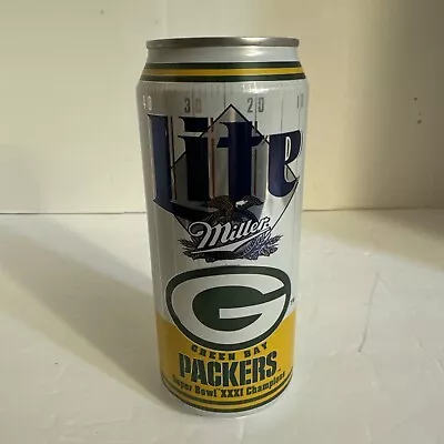 Vtg 1997 GREEN BAY PACKERS SUPER BOWL XXXI CHAMPIONS MILLER LITE 16 Oz Beer Can • $3.99