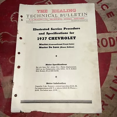 Chevrolet 1937 The Healing Technical Bulletin Service & Specifications • $15