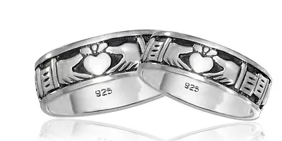 Sterling Silver His And Her Claddagh Band (R294) • $37