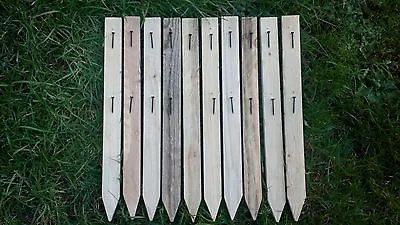 SET OF 10 - 18  Treated Fence Log Roll Wooden Stakes Pegs Edgers - FREE P &P • £24.60