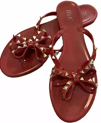 H2K Sandals Diana Red Womens 10 Casual Bling Fancy Comfort Slip On • $7