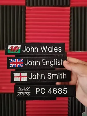 PERSONALISED 3x15 Cm Union Jack Sew On Hook And Loop Badge Embroidered Patch • £10