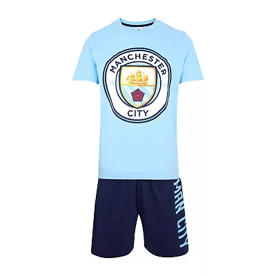 Manchester City F.C Mens Pyjama Set Short PJs Sizes S To XXL • £17.95