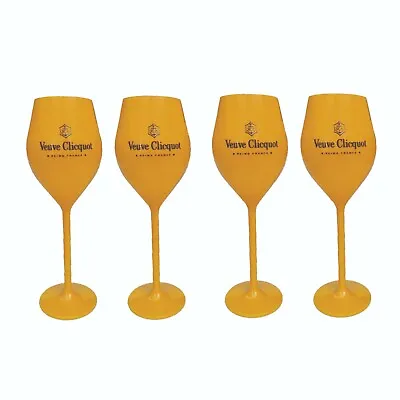 VEUVE CLICQUOT French Champagne 4 X Plastic TULIP GLASSES 160ml Bubbles Bar • £44.62