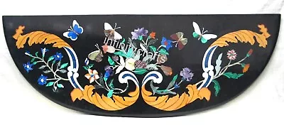 Semi Circle Coffee Table Top Butterfly Pattern Inlay Work Console Table For Home • £542.63