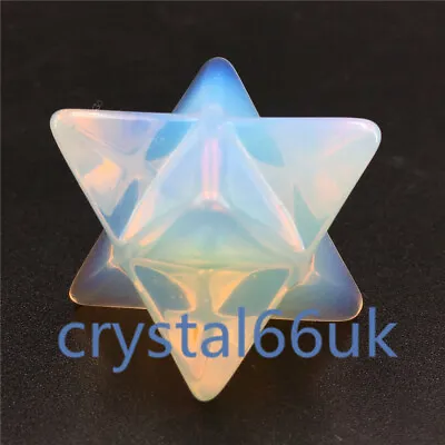 Opalite Merkaba Star Carved Quartz Crystal Skull Point Reiki Healing 1pc • £10.79