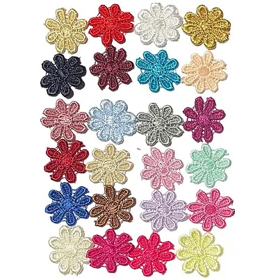 24x Colourful 25mm Daisy Flower Embroidered AB Giupure Sew On Applique Patch • £2.99